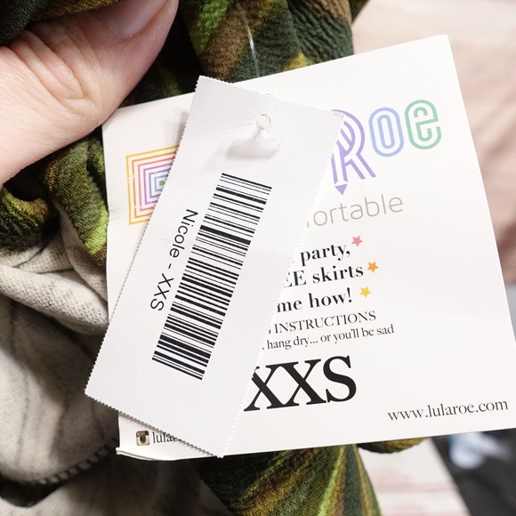 NWT LULAROE NICOLE GREEN SHORT SLEEVE DRESS WOMENS SIZE XXS 2XS NEW! - Picture 8 of 10